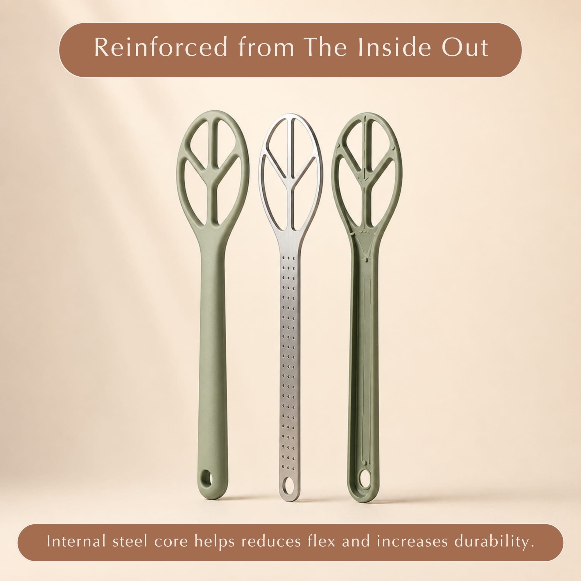 Reinforced from the Inside Out: internal stainless steel core encased in silicone